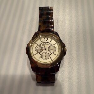Anne Klein Leopard Ladies Two Tone Wrist Watch 40mm
